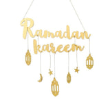 Ramadan Kareem Wooden Ornament Eid Mubarak Islam Mosque Party Hanging Decor