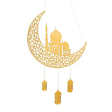 Ramadan Kareem Wooden Ornament Eid Mubarak Islam Mosque Party Hanging Decor