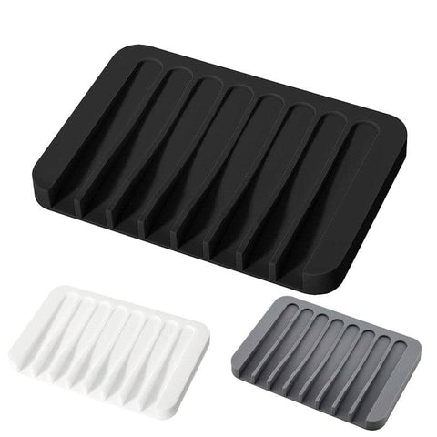 2X Silicone Soap Dish Soap Holder Rack Tray Plate Saver Storage For Bathroom new