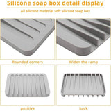 2X Silicone Soap Dish Soap Holder Rack Tray Plate Saver Storage For Bathroom new