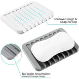 2X Silicone Soap Dish Soap Holder Rack Tray Plate Saver Storage For Bathroom new