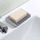 2X Silicone Soap Dish Soap Holder Rack Tray Plate Saver Storage For Bathroom new