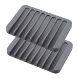 2X Silicone Soap Dish Soap Holder Rack Tray Plate Saver Storage For Bathroom new