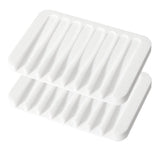 2X Silicone Soap Dish Soap Holder Rack Tray Plate Saver Storage For Bathroom new