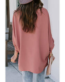 Azura Exchange V Neck 3/4 Sleeve High Low Hem Shirt - 2XL