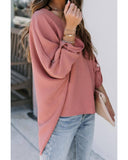 Azura Exchange V Neck 3/4 Sleeve High Low Hem Shirt - 2XL