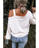 Azura Exchange Asymmetric Dew Shoulder Long Sleeve Top - M