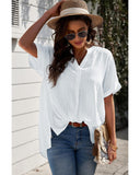 Azura Exchange Plaid Print V Neck Shirt with Slits - S