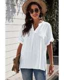 Azura Exchange Plaid Print V Neck Shirt with Slits - S