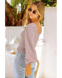 Azura Exchange Puff Sleeve Floral Smocked Top - M