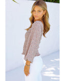 Azura Exchange Puff Sleeve Floral Smocked Top - M