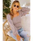 Azura Exchange Puff Sleeve Floral Smocked Top - M