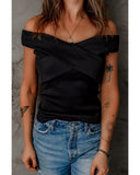Azura Exchange Criss Cross Off Shoulder Ribbed Top - XL