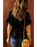 Azura Exchange Lace Splicing V Neck Blouse - S