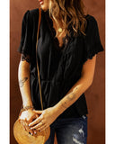 Azura Exchange Lace Splicing V Neck Blouse - S