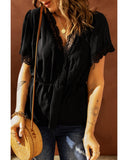 Azura Exchange Lace Splicing V Neck Blouse - S