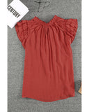 Azura Exchange Tiered Ruffled Drawstring V Neck Top - M