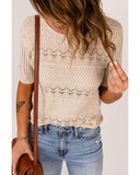 Azura Exchange Hollow-out Crochet Short Sleeve T-shirt - S