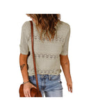 Azura Exchange Hollow-out Crochet Short Sleeve T-shirt - S
