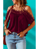 Azura Exchange Off-shoulder Crochet Neckline Short Sleeve Top - S