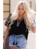 Azura Exchange Embroidered V Neck Top with Tassel Drawstring - L