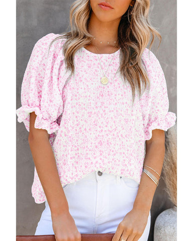 Azura Exchange Smocked Puff Sleeve Blouse - 2XL