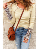 Azura Exchange Contrast Stitching Ribbed Knit Top - S