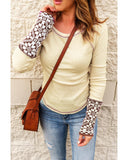 Azura Exchange Contrast Stitching Ribbed Knit Top - S