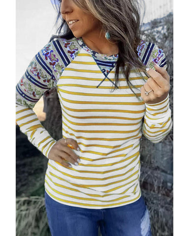Azura Exchange Striped Cartoon Graphic Raglan Sleeve Blouse - L