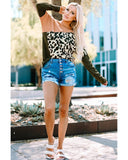 Azura Exchange Leopard Color Block Long Sleeve Knit Top - M