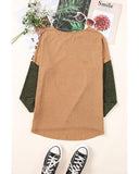 Azura Exchange Leopard Color Block Long Sleeve Knit Top - M