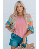 Azura Exchange Color Block Bubble Sleeve Top - 2XL