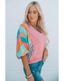 Azura Exchange Color Block Bubble Sleeve Top - 2XL