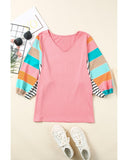 Azura Exchange Color Block Bubble Sleeve Top - 2XL