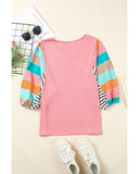 Azura Exchange Color Block Bubble Sleeve Top - 2XL