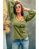 Azura Exchange Criss Cross Sweetheart Neck Long Sleeve Top - M