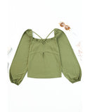 Azura Exchange Criss Cross Sweetheart Neck Long Sleeve Top - M