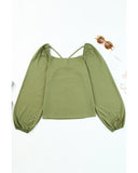 Azura Exchange Criss Cross Sweetheart Neck Long Sleeve Top - M