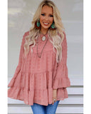 Azura Exchange Swiss Dot Ruffled Blouse - S