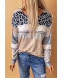 Azura Exchange Leopard Print V-Neck Top - L