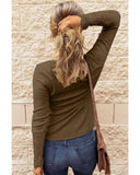 Azura Exchange Lace Hem Sleeve Button Top - S