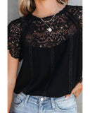 Azura Exchange Lace Crochet Patchwork Blouse - L