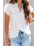 Azura Exchange Pleated Flutter Sleeve Drawstring Blouse - L