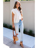 Azura Exchange Pleated Flutter Sleeve Drawstring Blouse - M