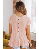 Azura Exchange Waffle Knit Tiered Sleeve Blouse - L