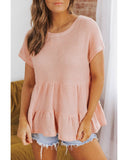 Azura Exchange Waffle Knit Tiered Sleeve Blouse - M