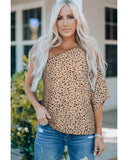 Azura Exchange Leopard Asymmetric One Shoulder Blouse - L