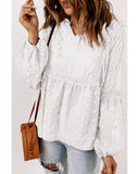 Azura Exchange Swiss Dot Ruffle Babydoll Blouse - M