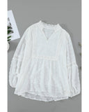 Azura Exchange Swiss Dot Ruffle Babydoll Blouse - M