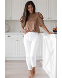 Azura Exchange Puff Sleeve Crew Neck Top - L